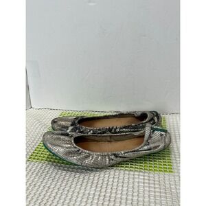 Tieks Ballet Flats  Silver Black Copperhead Snakeskin Leather Shoes Womens 8